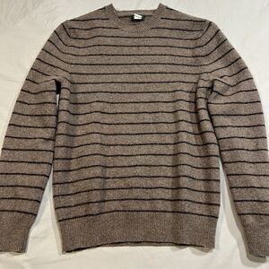 Express Men’s 100% Lambswool Striped Sweater Crewneck Long Sleeve Brown Medium M